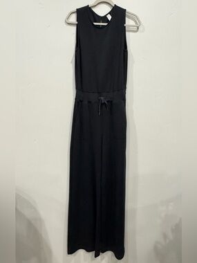 Spanx Air Essentials Black Sleeveless Knit Jumpsuit Keyhole Back